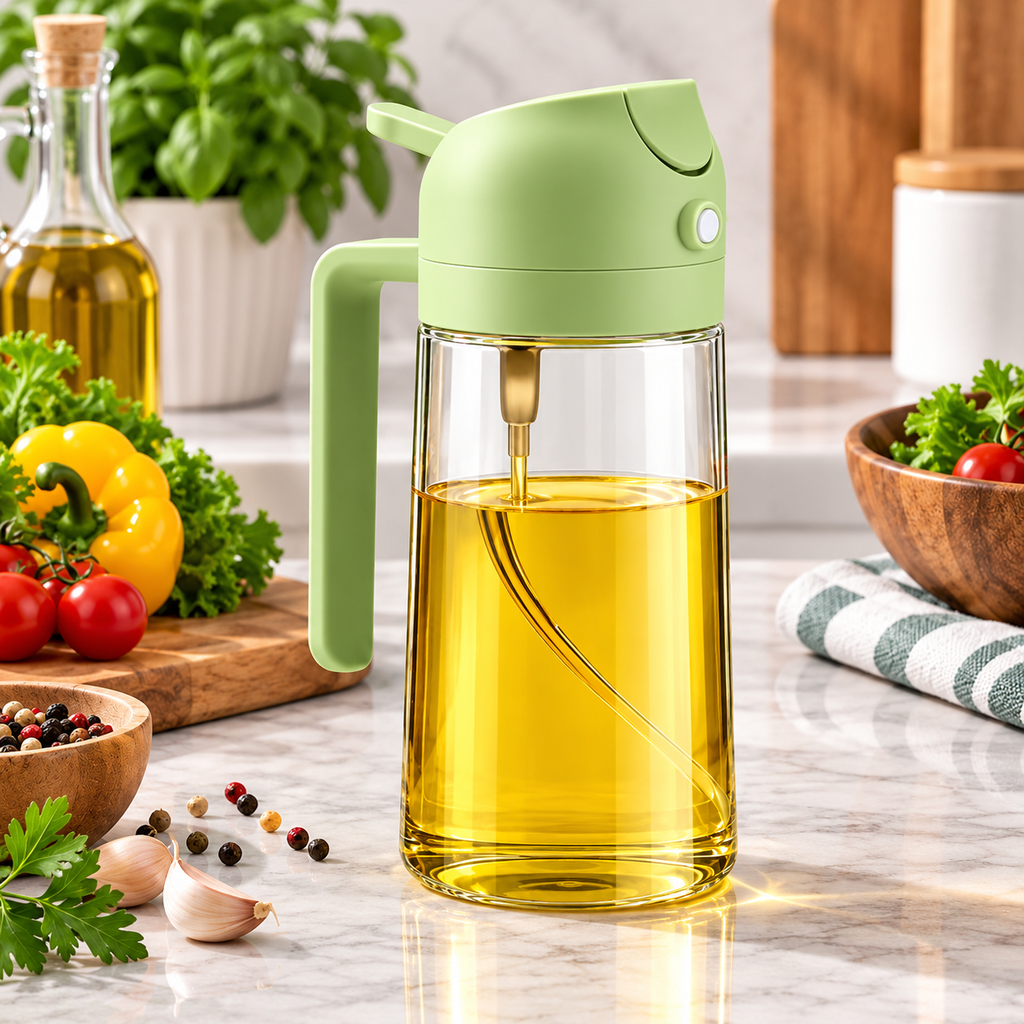 2 In 1 Oil Dispenser & Sprayer Bottle For Kitchen