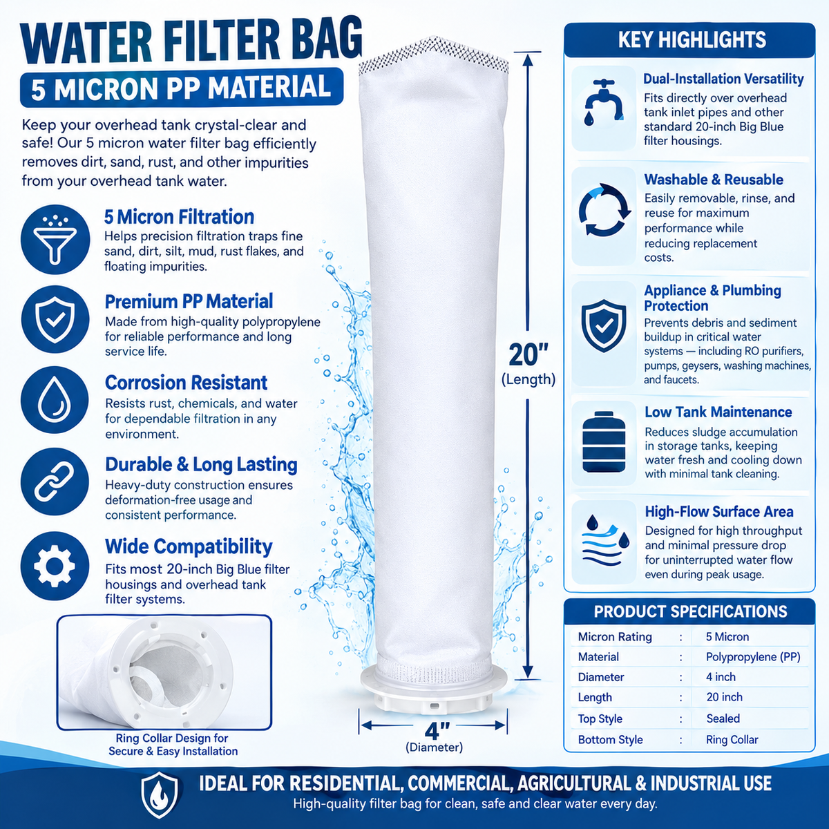 Water Tank Inlet Filter -5Micron Sediment Filter-Buy 1 Get 1 Free